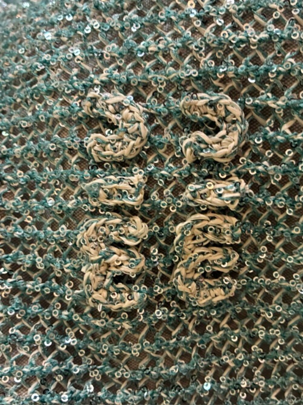 Miu Miu Ivy Sequin Mesh Bag in the anise/turquoise colorway - Picture 2 of 12